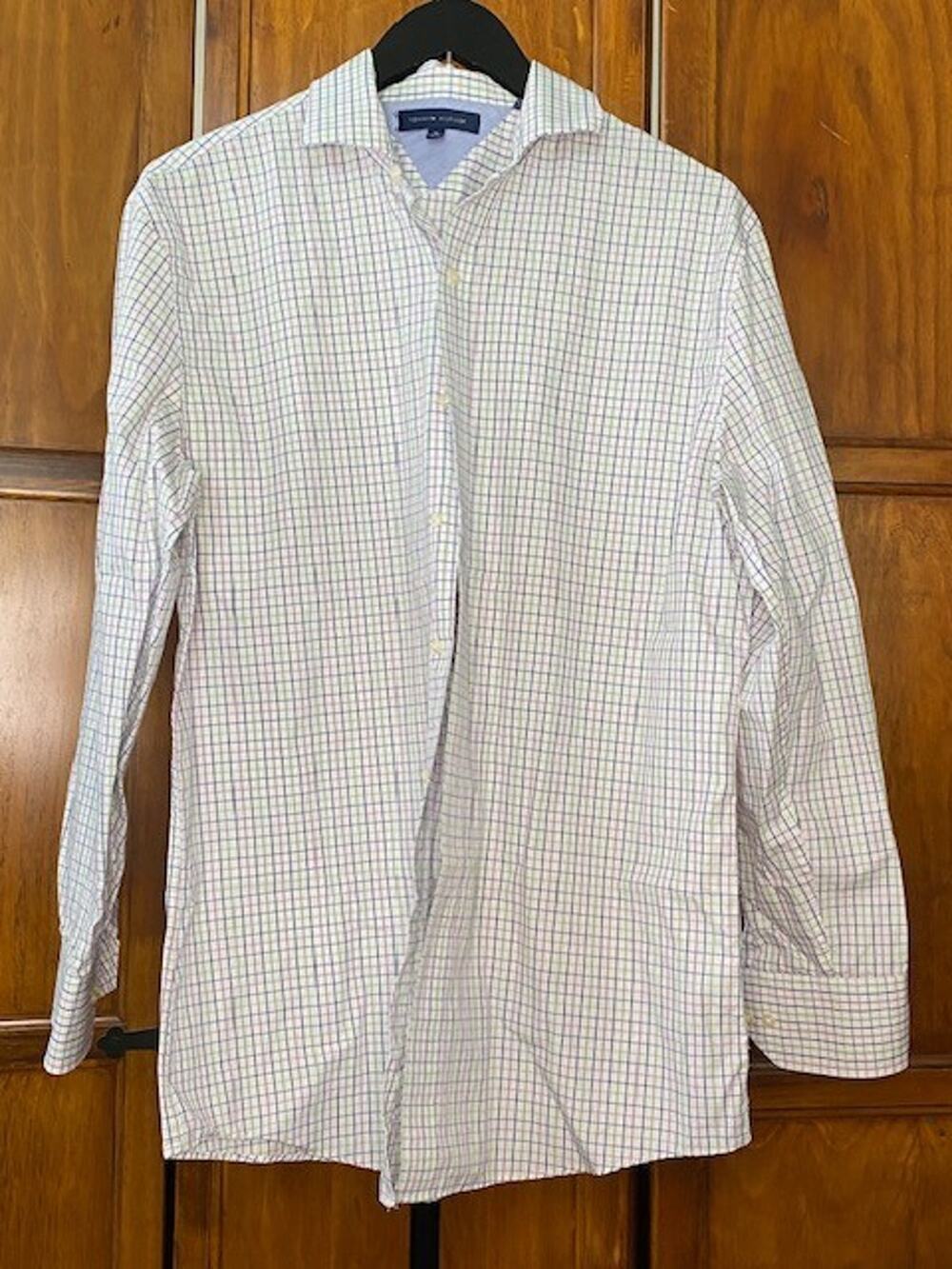 Tommy Hilfiger Mens 15 32-33 Windowpane Check Dress Shirt Long Sleeve Medium